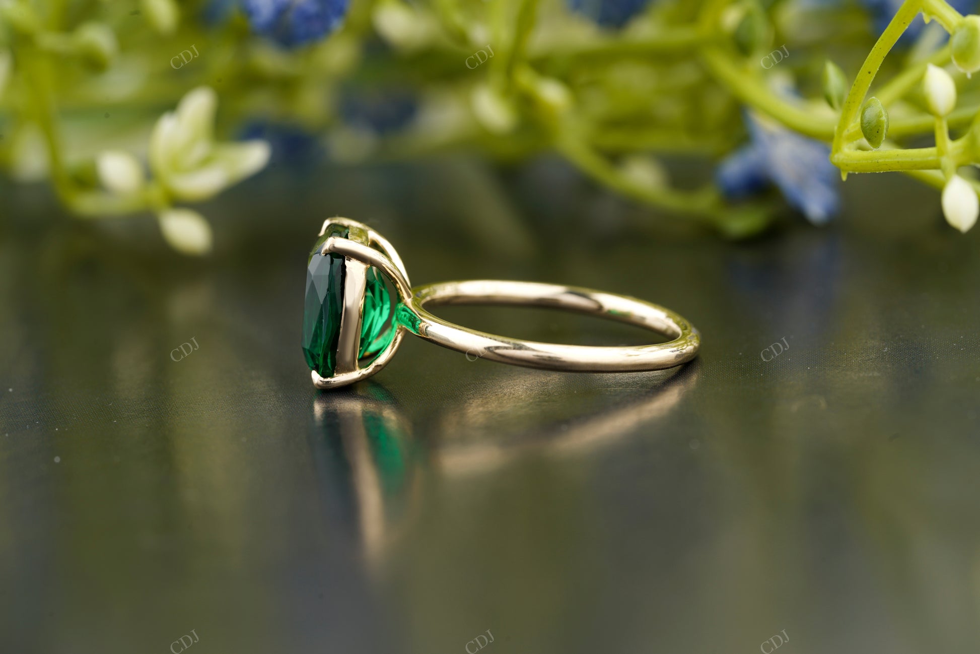 Green Emerald Cushion Cut Ring customdiamjewel
