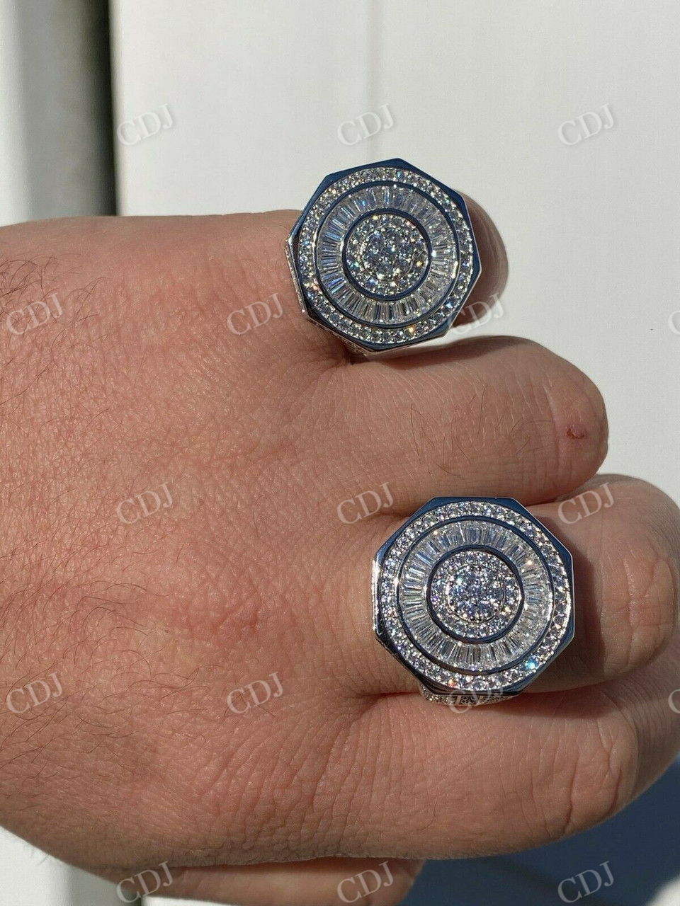 Men's Baguette Diamond Hip Hop Ring  customdiamjewel   