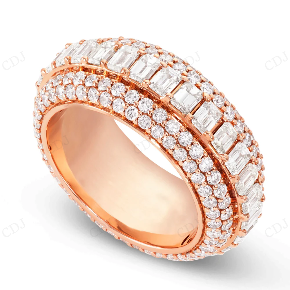 14Kt Emerald Moissanite Gold Full Eternity Band Ring Engagement Ring CustomDiamJewel