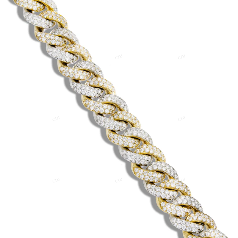 Two Tone 925 Silver Moissanite Trendy Miami Cuban Link Bracelet CustomDiamJewel