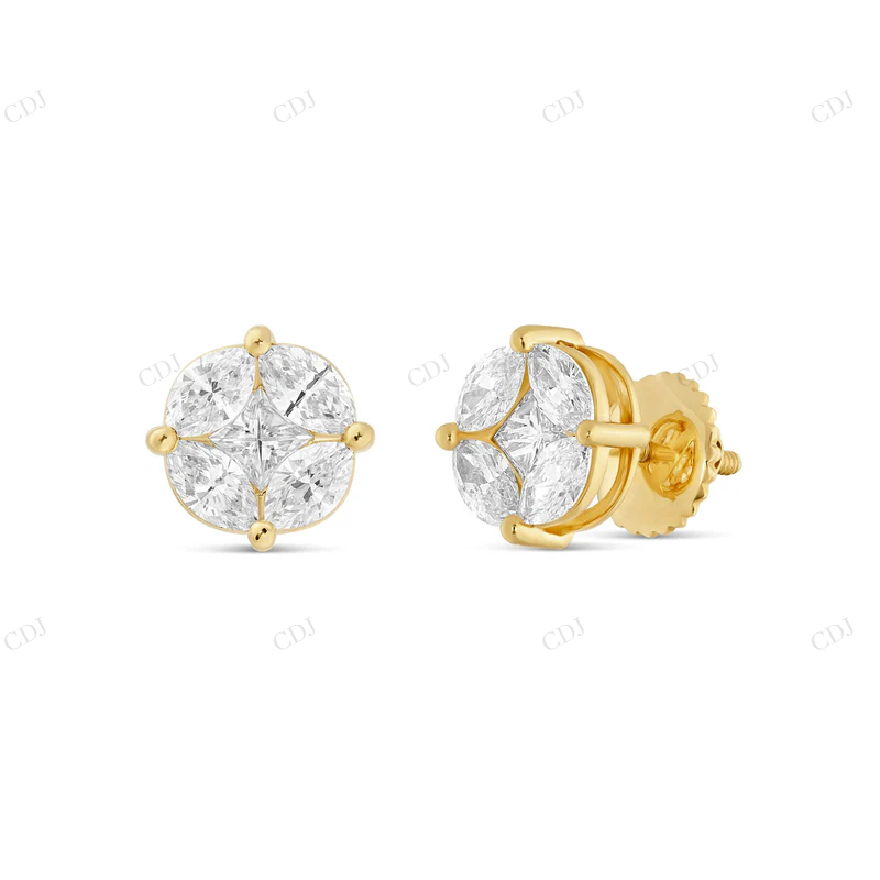 Large Mixed Shape Marquise and Round Diamond Studs Stud earrings CustomDiamJewel