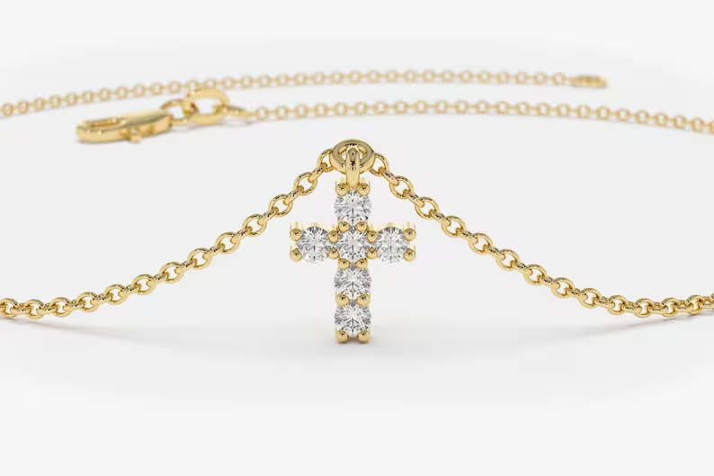0.07CTW Moissanite Cross Diamond Bracelet  customdiamjewel   