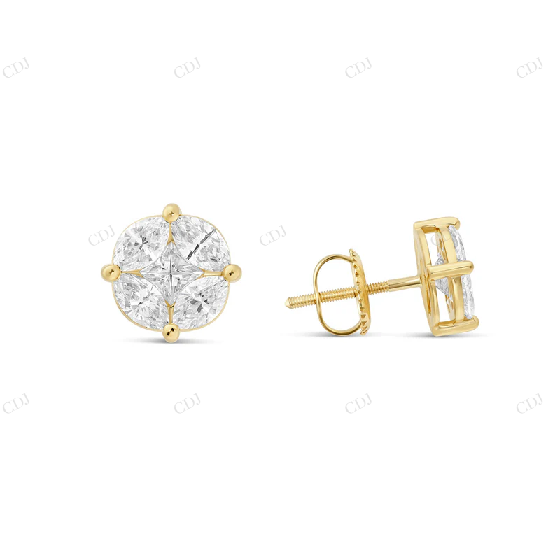 Large Mixed Shape Marquise and Round Diamond Studs Stud earrings CustomDiamJewel