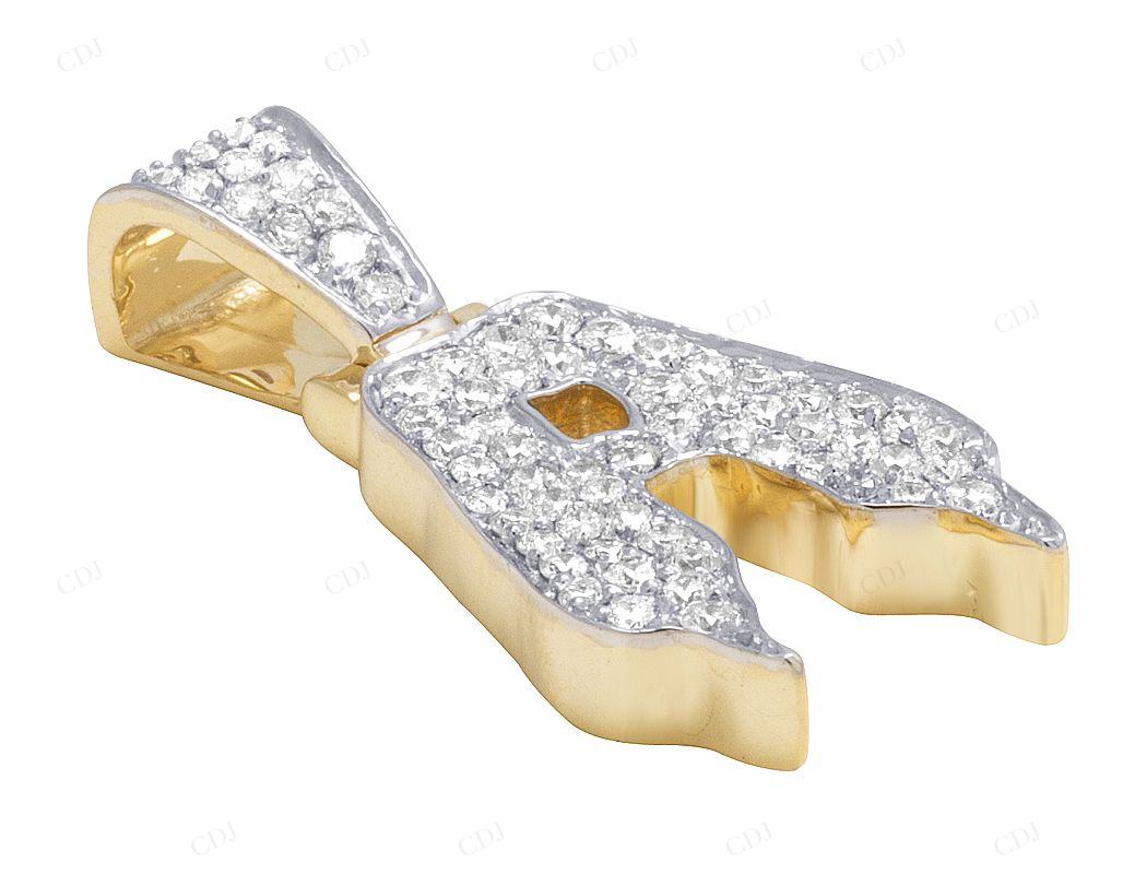 1.10 CTW Mens 10K Gold Drip Initial A Diamond Pendant CustomDiamJewel