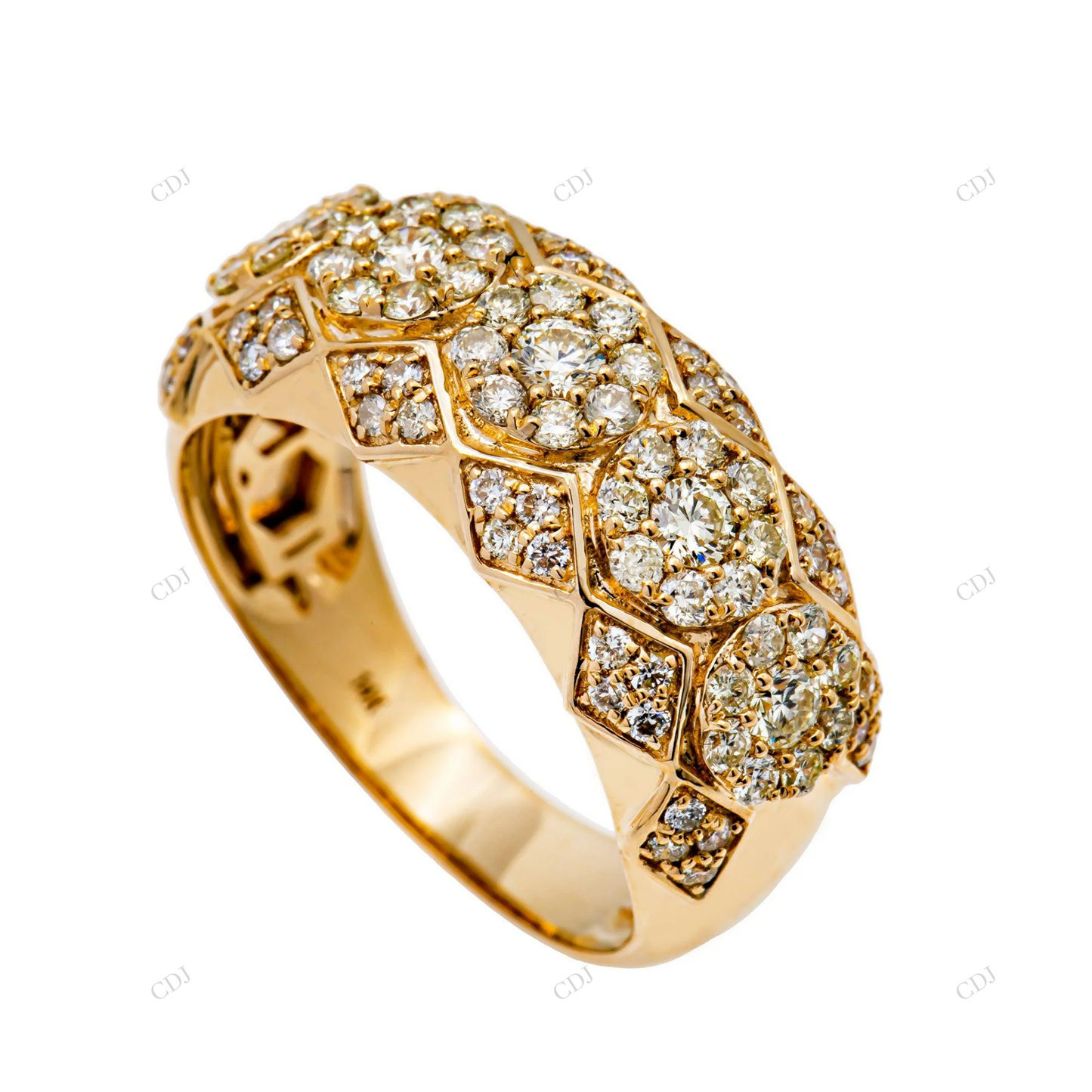 14K Gold Finish Iced Out Cluster Moissanite Ring hip hop jewelry customdiamjewel