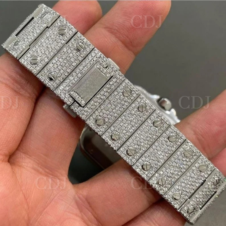 Iconic Models Cartier Unisex Fully Automatic Timepieces Cluster Diamond Stainless Steel Band Wrist Watch 23 To 26 Carat (Approx.)