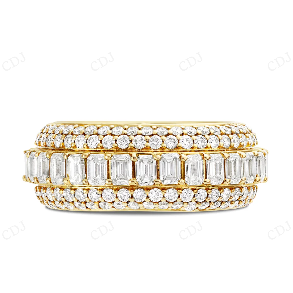 14Kt Emerald Moissanite Gold Full Eternity Band Ring Engagement Ring CustomDiamJewel