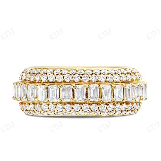 14Kt Emerald Moissanite Gold Full Eternity Band Ring Engagement Ring CustomDiamJewel