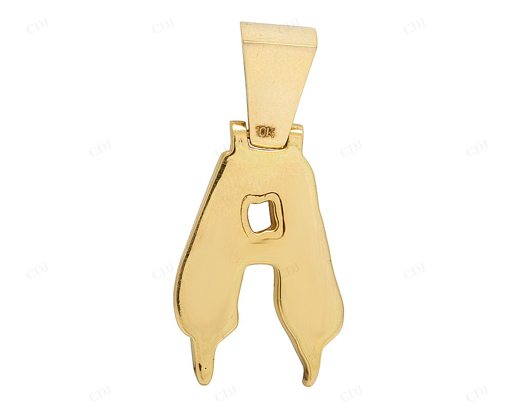 1.10 CTW Mens 10K Gold Drip Initial A Diamond Pendant CustomDiamJewel