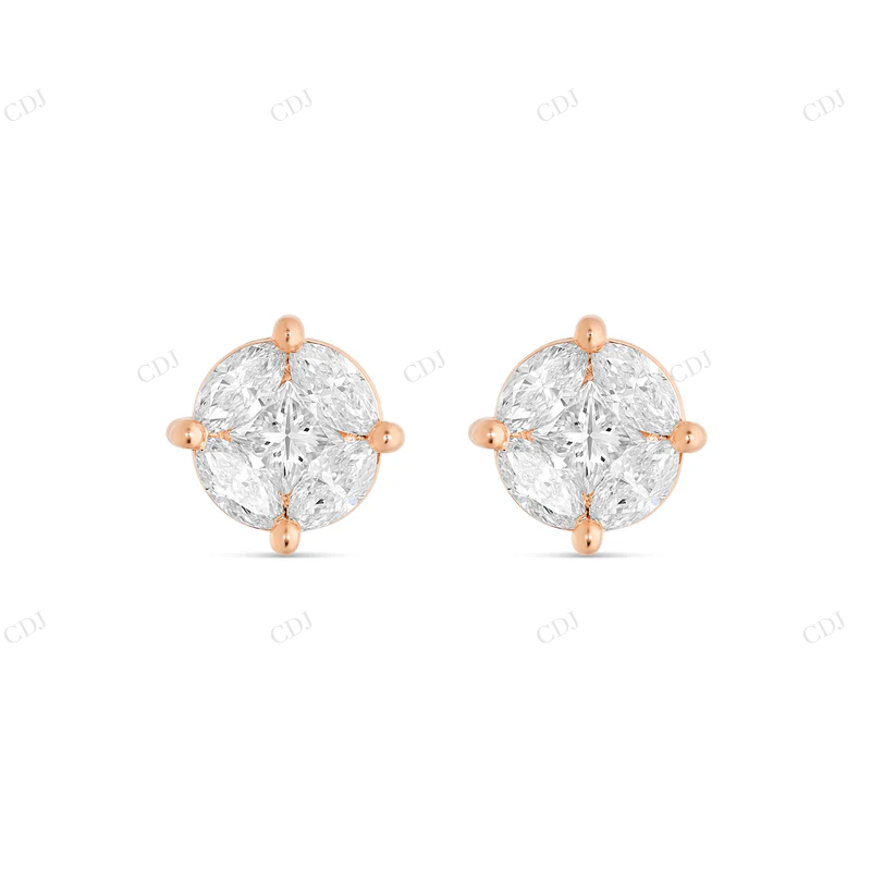 Large Mixed Shape Marquise and Round Diamond Studs Stud earrings CustomDiamJewel