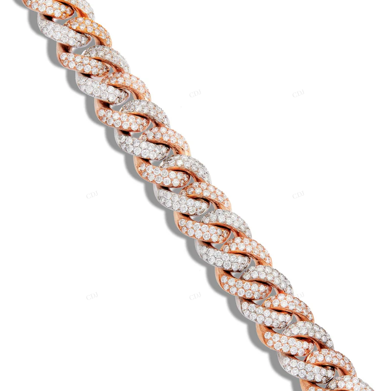 Two Tone 925 Silver Moissanite Trendy Miami Cuban Link Bracelet CustomDiamJewel