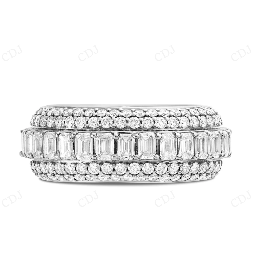 14Kt Emerald Moissanite Gold Full Eternity Band Ring Engagement Ring CustomDiamJewel