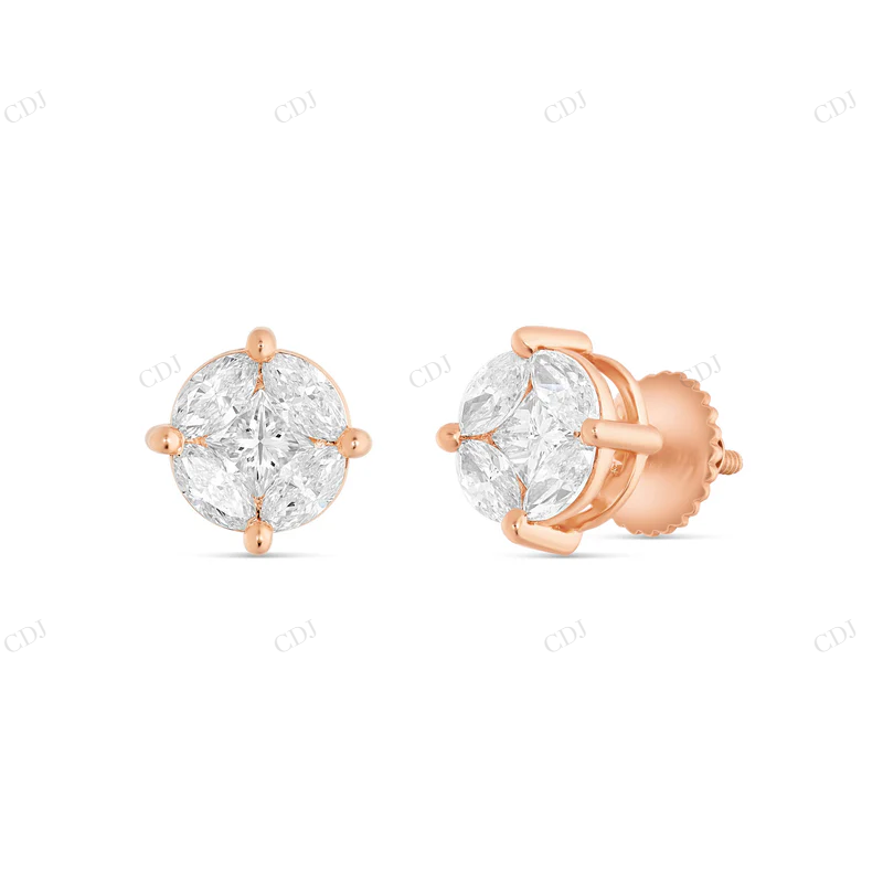 Large Mixed Shape Marquise and Round Diamond Studs Stud earrings CustomDiamJewel
