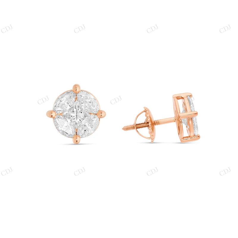 Large Mixed Shape Marquise and Round Diamond Studs Stud earrings CustomDiamJewel