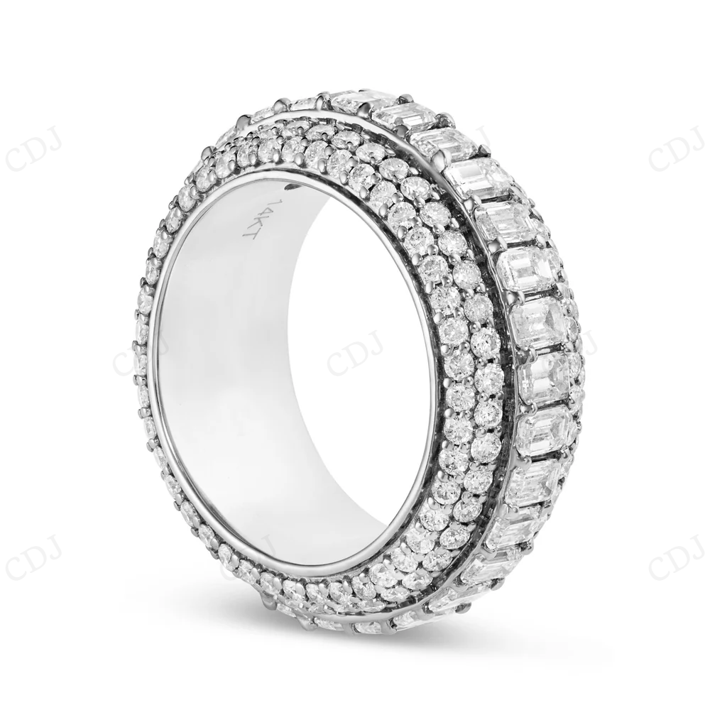 14Kt Emerald Moissanite Gold Full Eternity Band Ring Engagement Ring CustomDiamJewel