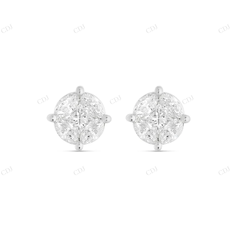 Large Mixed Shape Marquise and Round Diamond Studs Stud earrings CustomDiamJewel