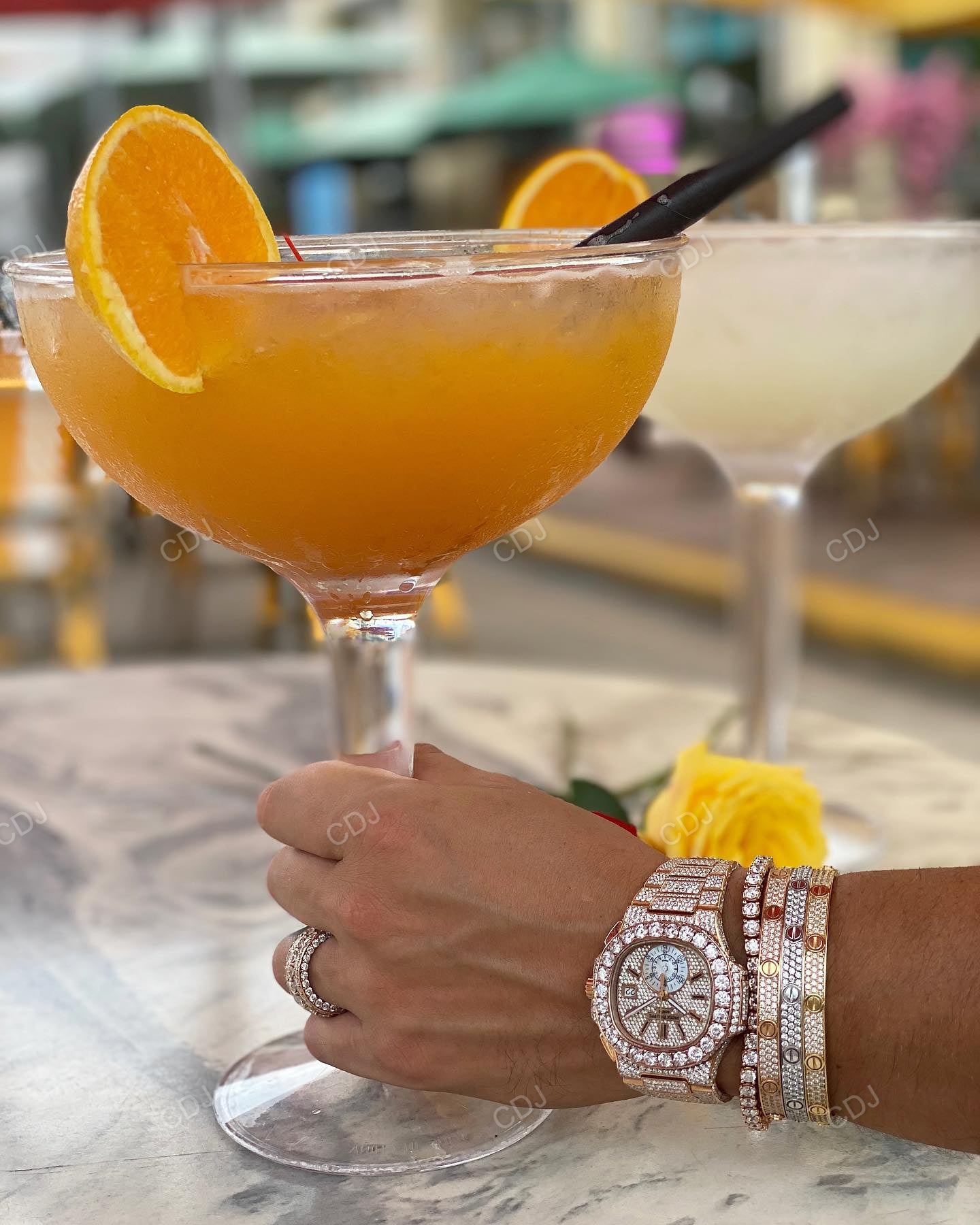 Rose Gold Plated VVS Moissanite Diamond Set Hip Hop Watch or Cartier Bracelet hip hop jewelry CustomDiamJewel