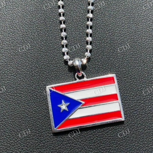Puerto Rico Flag Hip Hop Pendant  customdiamjewel   
