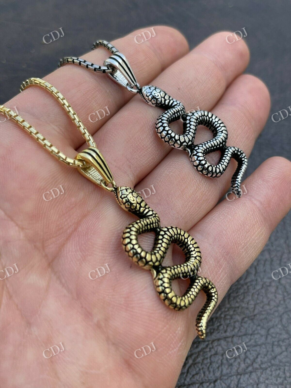 HarlemBling Iced Out Gold Plated Snake King Cobra Pendant - Solid 925 Sterling Silver Hip Hop Jewelry