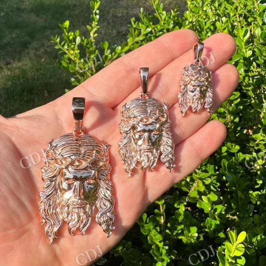 14k Gold Jesus Piece Hip Hop Pendant  customdiamjewel   