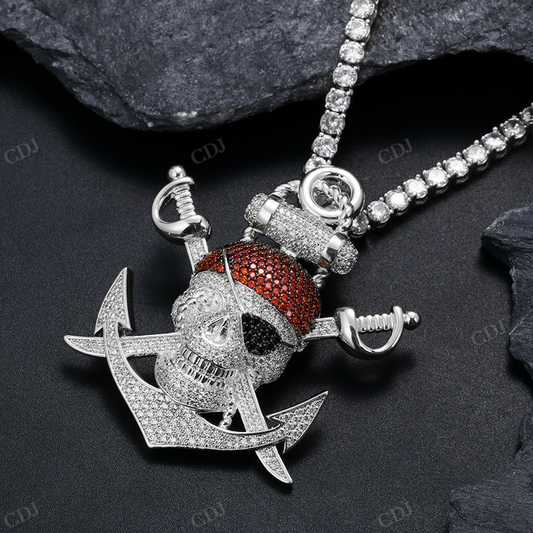 Mens Skeleton Iced Out Multi Tone Pendant hip hop jewelry CustomDiamJewel