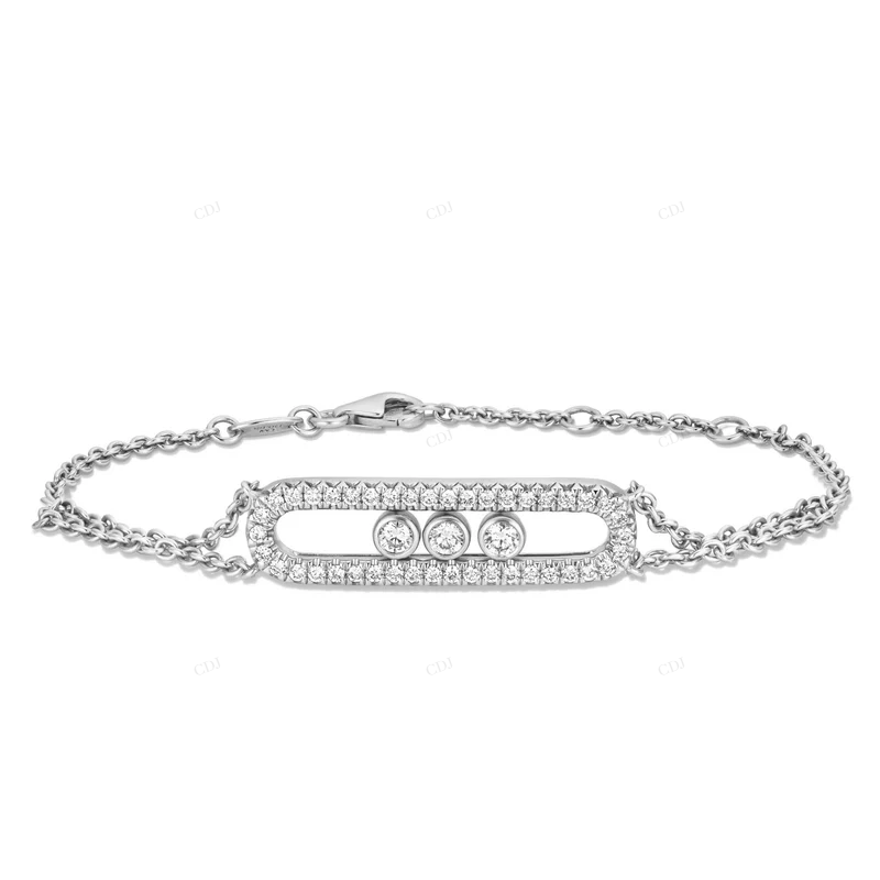 VVS Moissanite 925 Sterling Silver Messika Baby Move Pavé Bracelet CustomDiamJewel