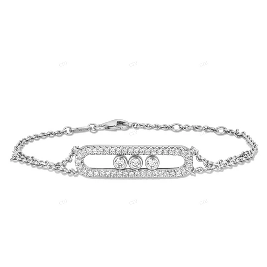 VVS Moissanite 925 Sterling Silver Messika Baby Move Pavé Bracelet CustomDiamJewel