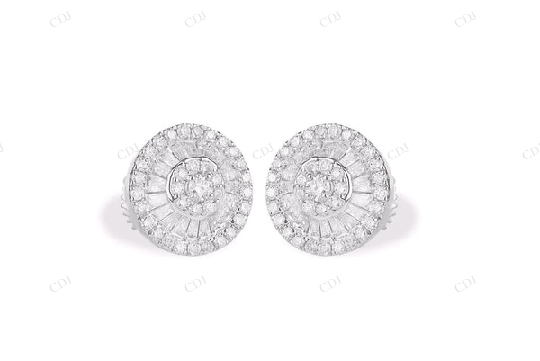 Halo Stud Earrings with Baguette Moisasnite Diamonds Stud earrings CustomDiamJewel
