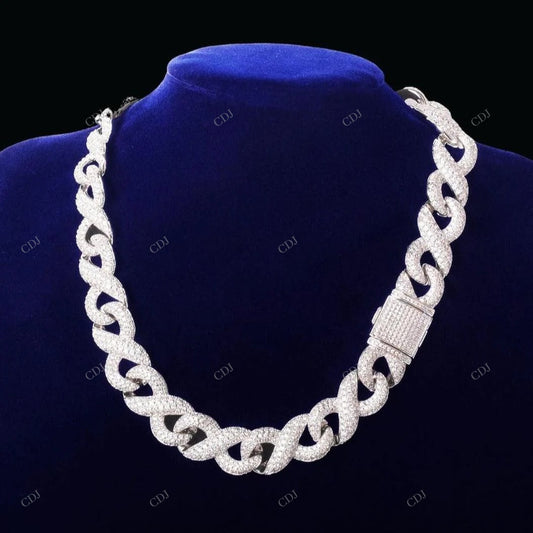 925 Silver Fully Iced Out Infinity Cuban Link Chain CustomDiamJewel