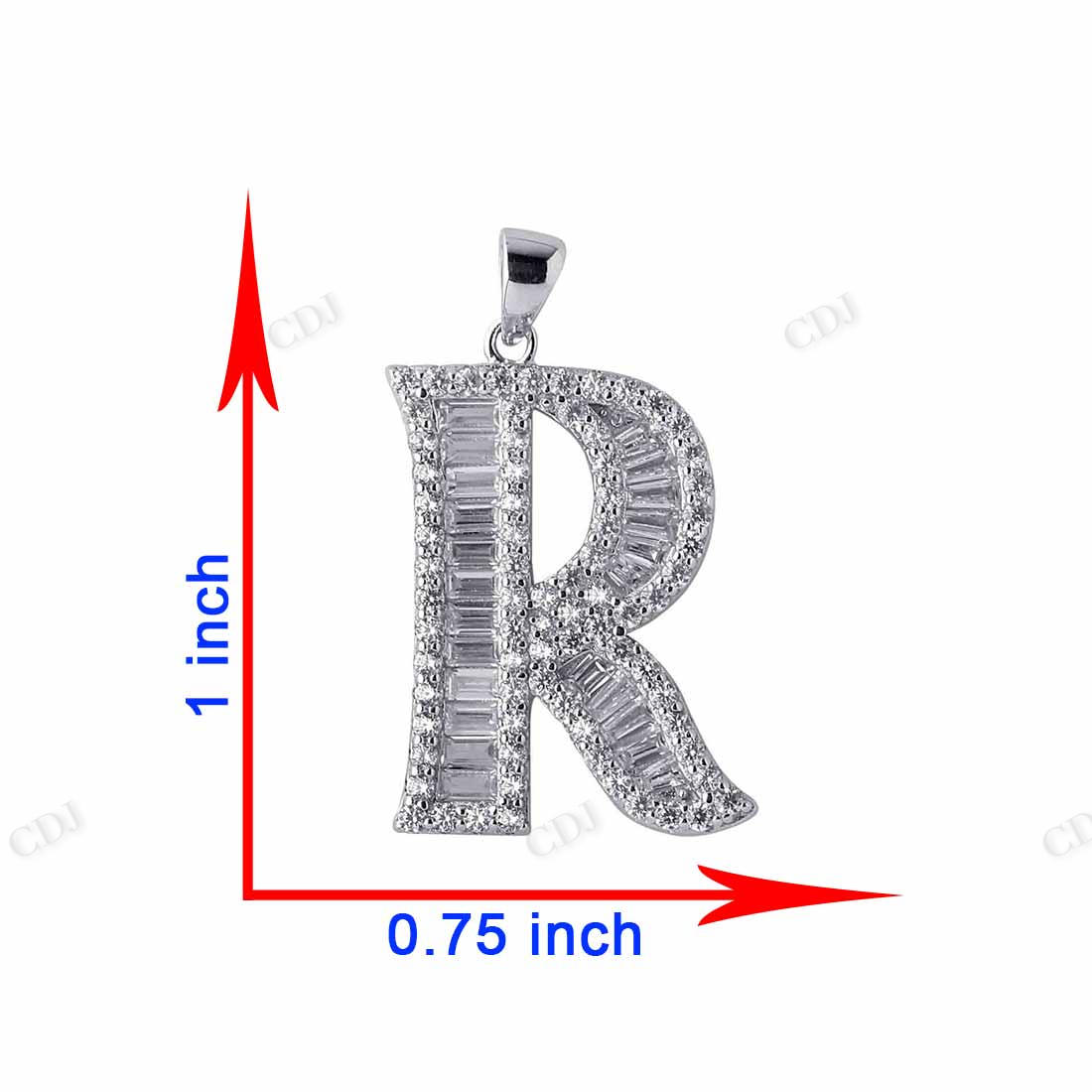 Sterling Silver Baguette R Letter Moissanite Pendant hip hop jewelry CustomDiamJewel