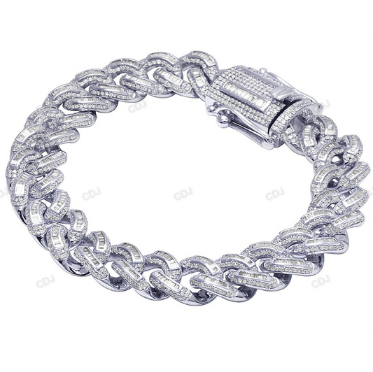 Hip Hop Style Silver Moissanite luxury Bracelet