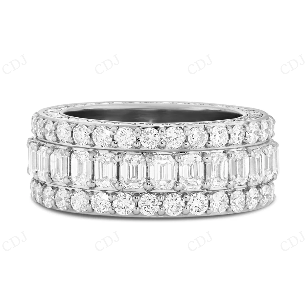 Sterling Silver moissanite Three Row Diamond Band Ring hip hop jewelry CustomDiamJewel