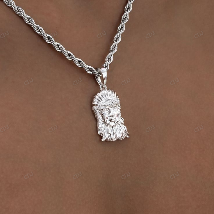 Hip Hop Sterling Silver Crown Portrait Jesus Pendant hip hop jewelry CustomDiamJewel