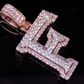 1.5" 1.5 CTW 14k Solid Two Tone Gold Diamond Initial 'F' Letter Pendant CustomDiamJewel