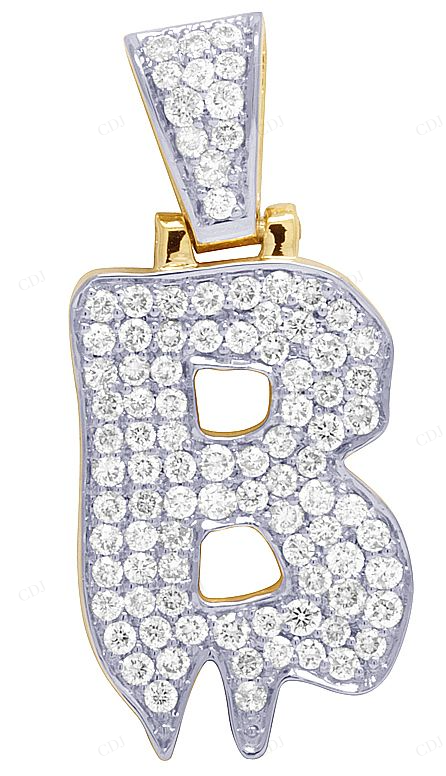 10K Gold Custom Natural Diamond B Letter Pendant For Men CustomDiamJewel