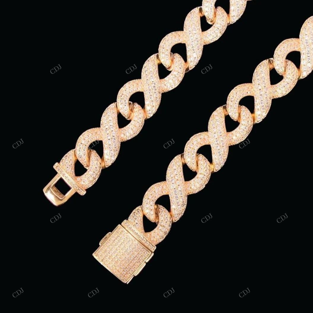925 Silver Fully Iced Out Infinity Cuban Link Chain CustomDiamJewel