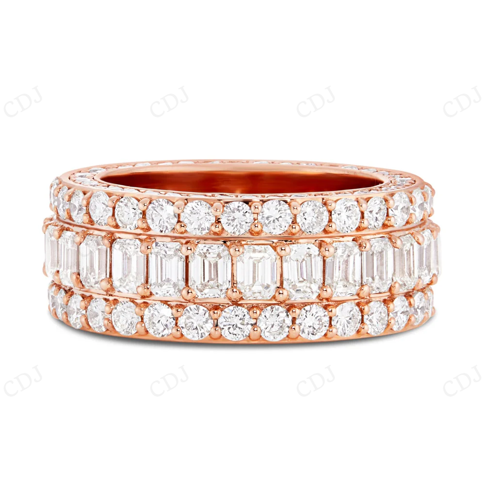 Sterling Silver moissanite Three Row Diamond Band Ring hip hop jewelry CustomDiamJewel