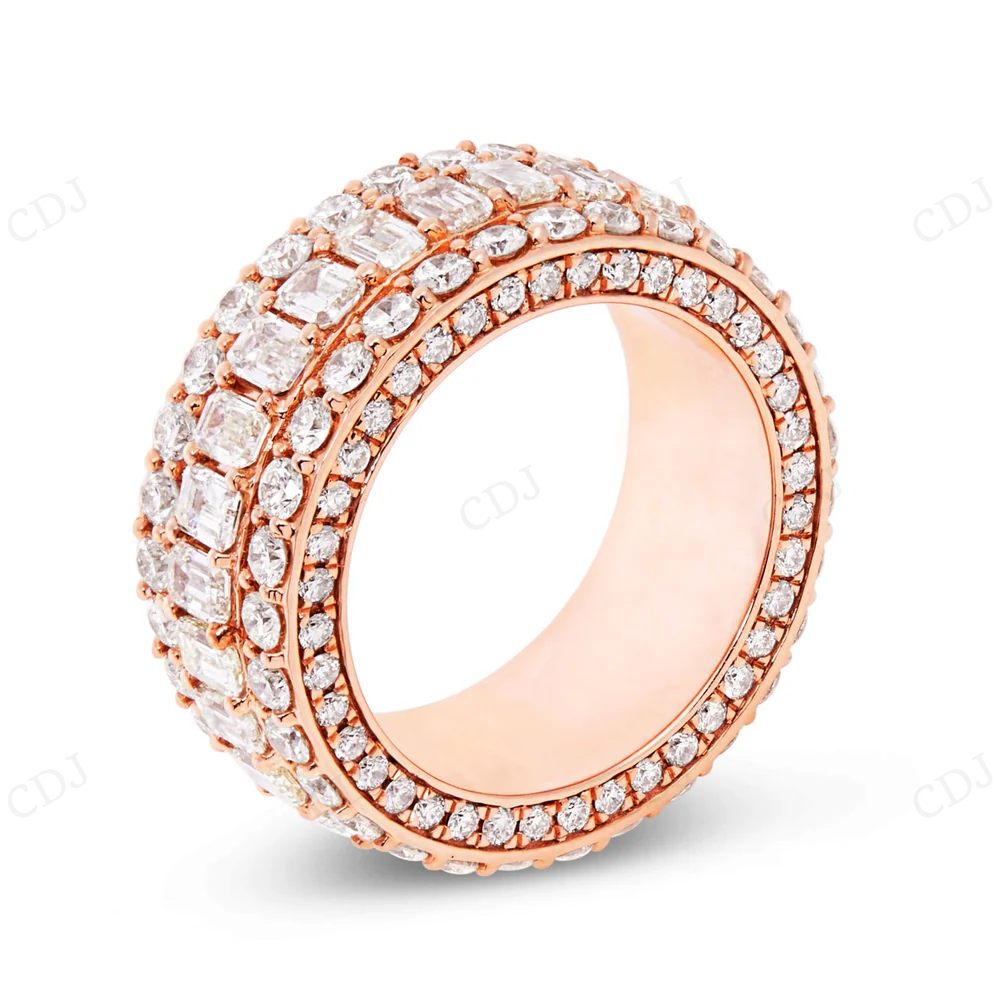 Sterling Silver moissanite Three Row Diamond Band Ring hip hop jewelry CustomDiamJewel