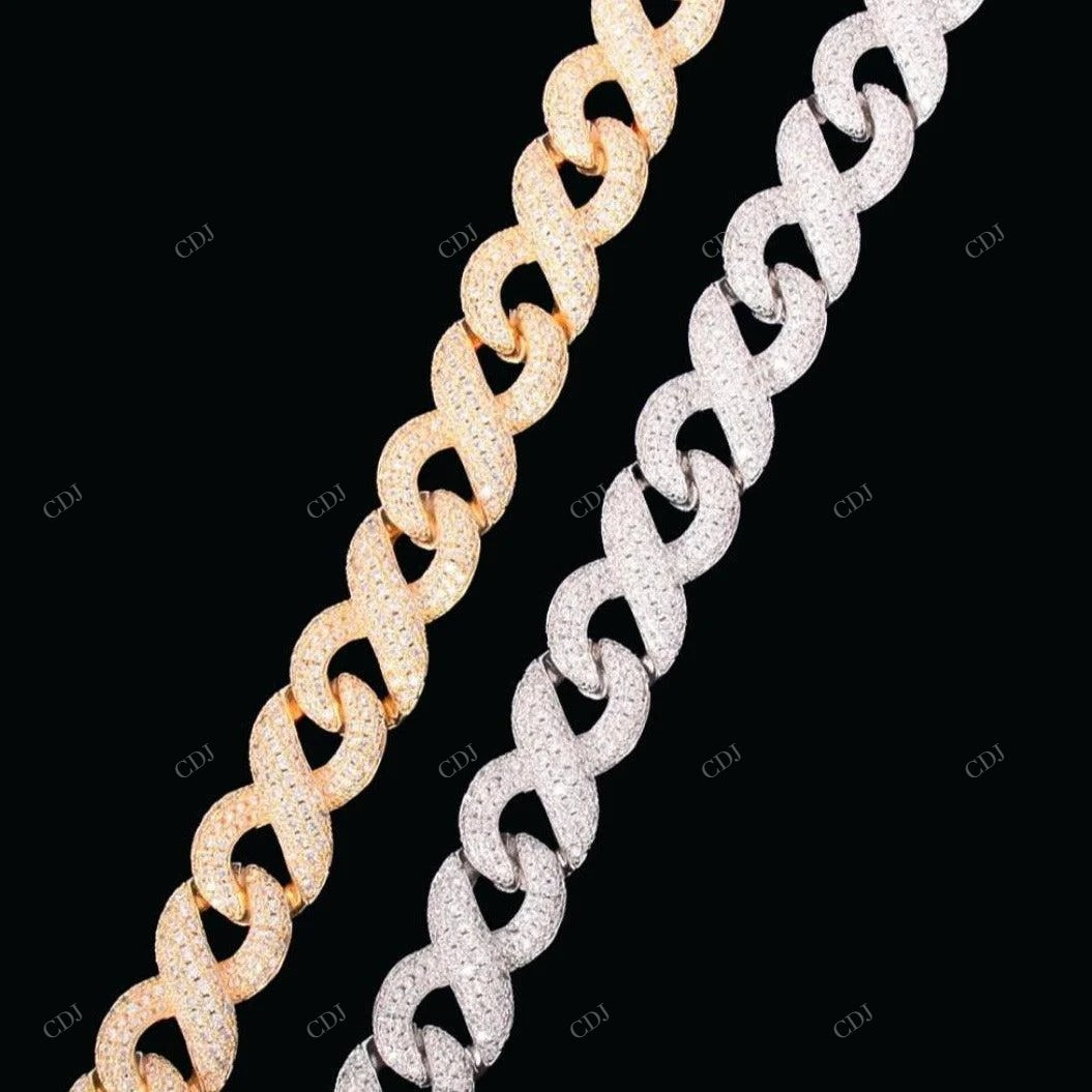 925 Silver Fully Iced Out Infinity Cuban Link Chain CustomDiamJewel