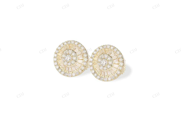 Halo Stud Earrings with Baguette Moisasnite Diamonds Stud earrings CustomDiamJewel