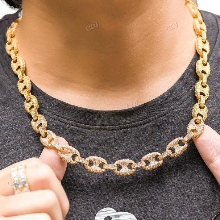 12mm Iced Out Diamond Mariner Link Chain hip hop jewelry CustomDiamJewel