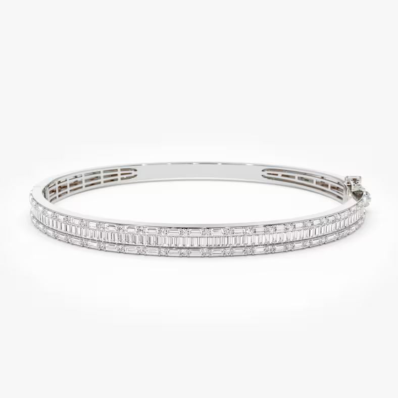 2.60CTW Moissanite Micro Pave Bangle Bracelet  customdiamjewel Sterling Silver White Gold VVS-EF