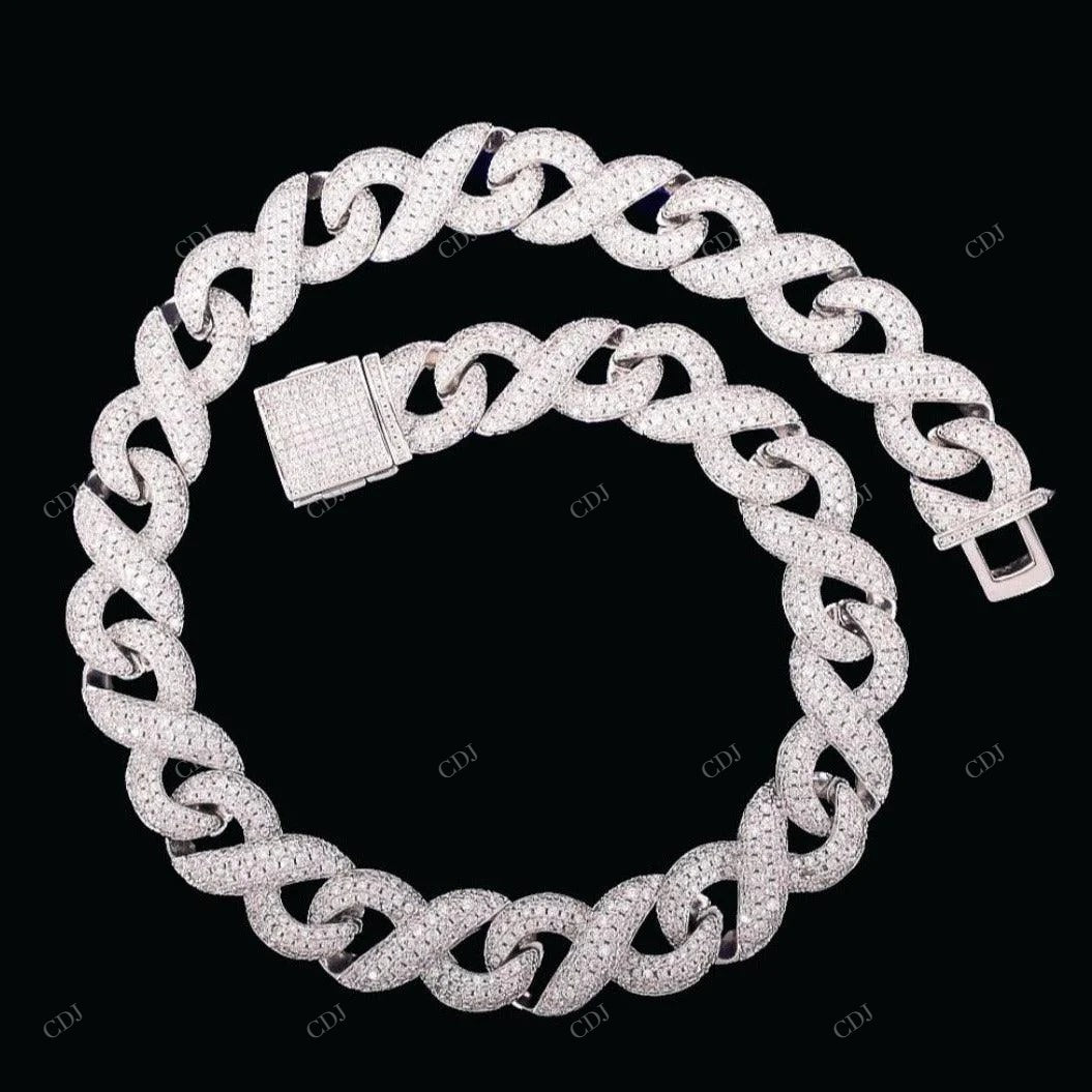 925 Silver Fully Iced Out Infinity Cuban Link Chain CustomDiamJewel