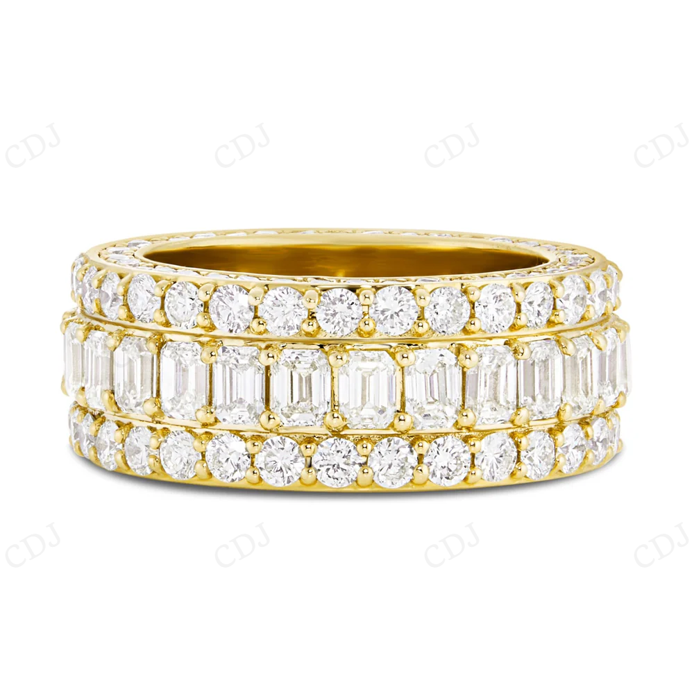 Sterling Silver moissanite Three Row Diamond Band Ring hip hop jewelry CustomDiamJewel