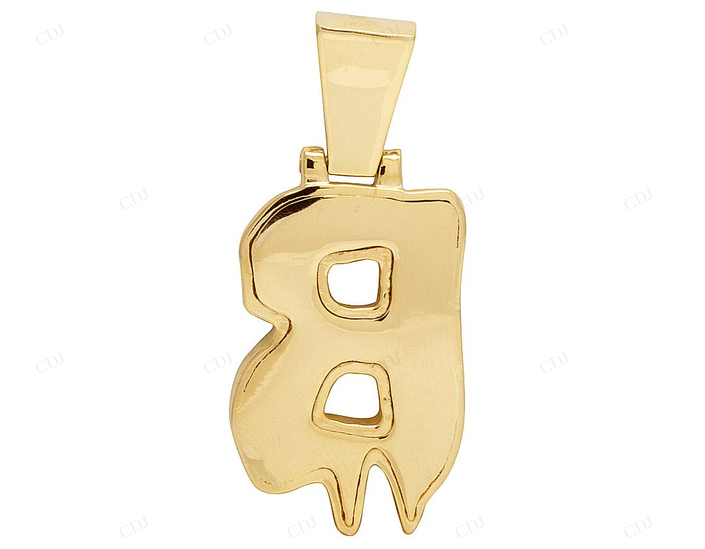 10K Gold Custom Natural Diamond B Letter Pendant For Men CustomDiamJewel