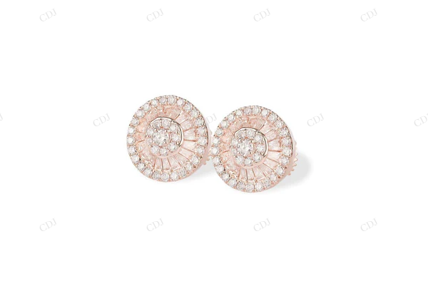 Halo Stud Earrings with Baguette Moisasnite Diamonds Stud earrings CustomDiamJewel