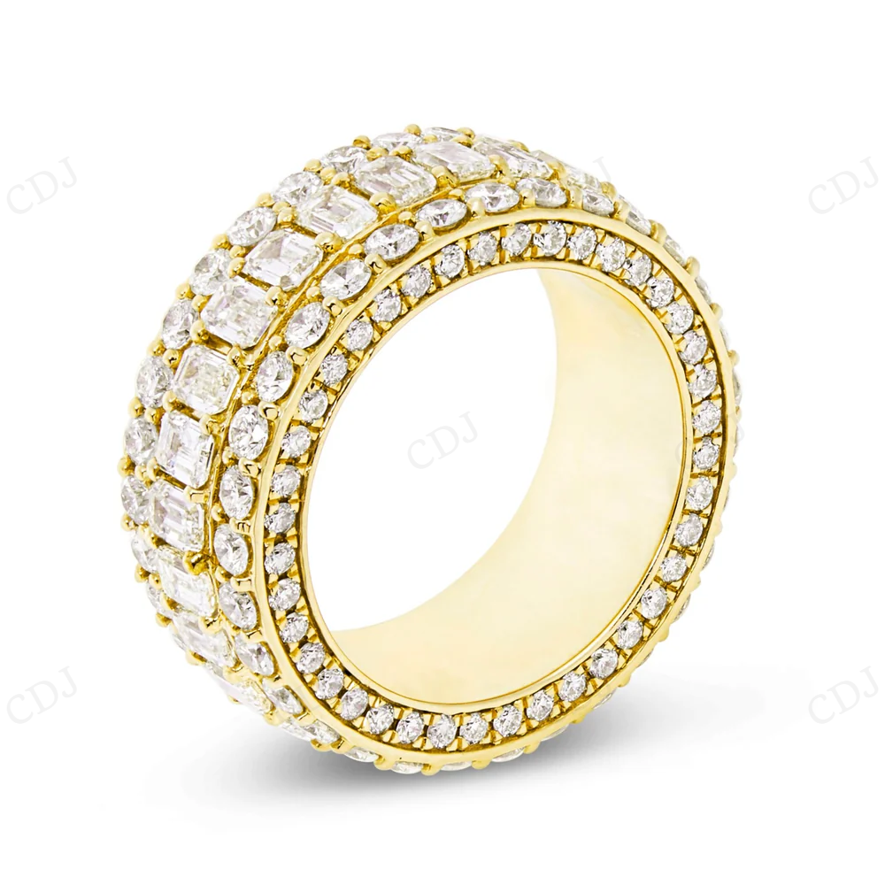 Sterling Silver moissanite Three Row Diamond Band Ring hip hop jewelry CustomDiamJewel