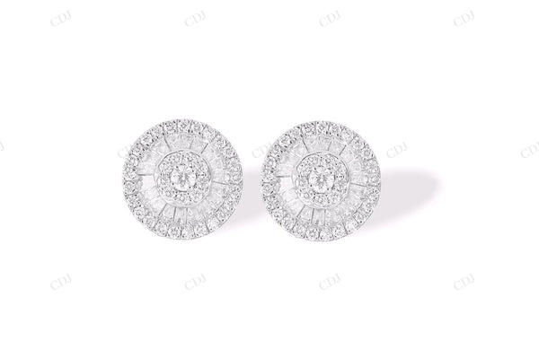 Halo Stud Earrings with Baguette Moisasnite Diamonds Stud earrings CustomDiamJewel