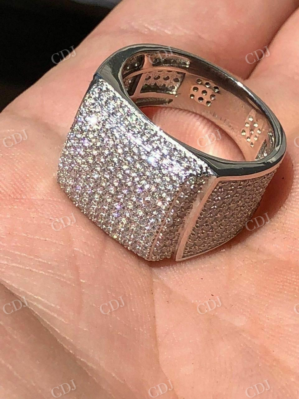 Round Diamond ICY Bling Hip Hop Ring  customdiamjewel   