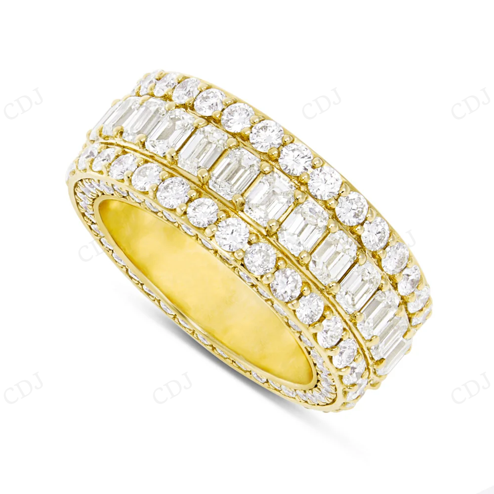 Sterling Silver moissanite Three Row Diamond Band Ring hip hop jewelry CustomDiamJewel